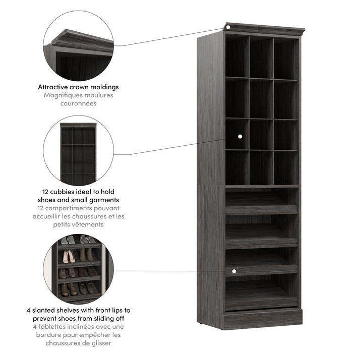 Bestar Versatile 25 W Closet Shoe Organizer - Walnut Grey