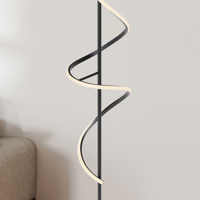 51\" Matte Black LED Floor Lamp with Stepless Dimming