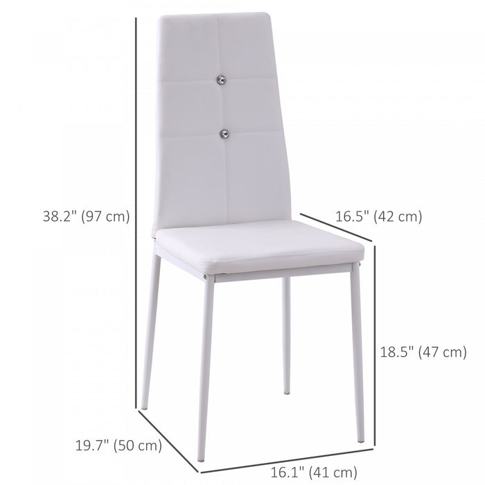 HOMCOM Dining Chairs Set of 4, Faux Leather Side Chairs with High Back