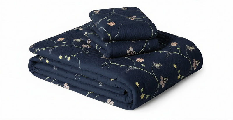 King Size 3-Piece Reversible Floral Quilt Set 