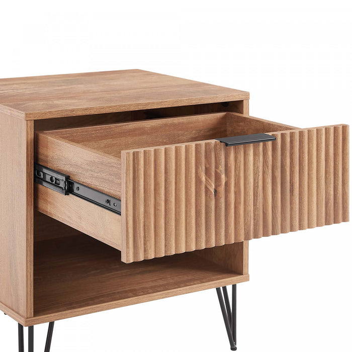 Dumbo Modern 20\" Fluted Nightstand in Golden Brown (1-Drawer) - Set of 2