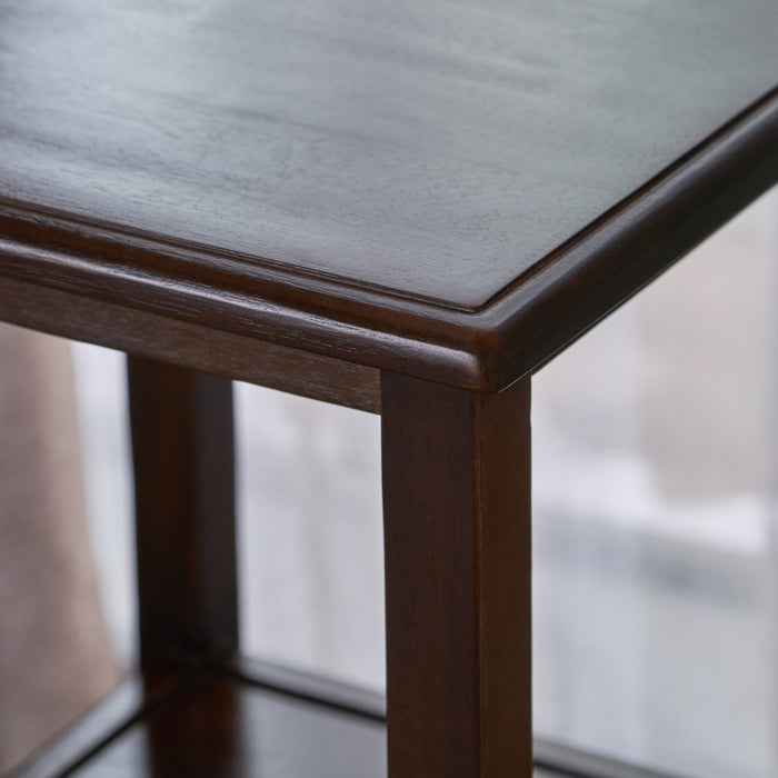 Veromca Chairside Wood Table With Storage And Shelf - Walnut Brown