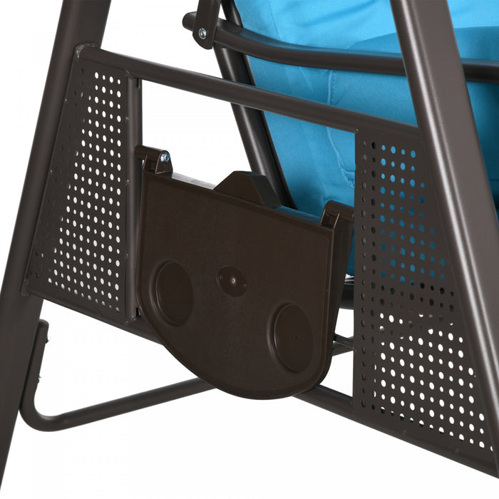 Outsunny 3 Seater Porch Swing Heavy Duty Outdoor Swing Chair, Light Blue