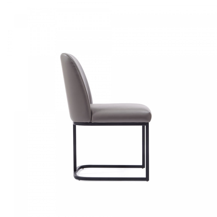 Serena Modern Metal Vegan Leather Dining Chair in Taupe - Set of 2