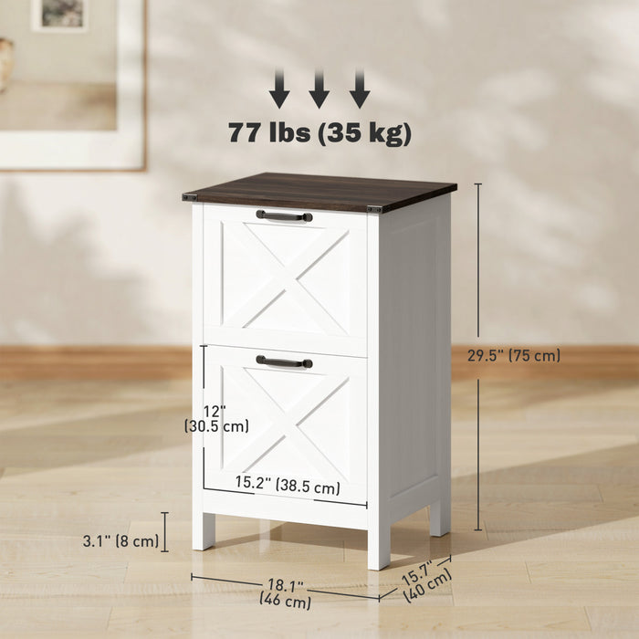 HOMCOM File Cabinet with 2 Drawers Filing Cabinet for A4 Letter, White