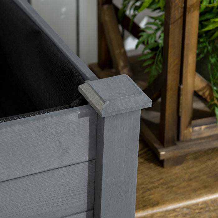 Outsunny 48\"x22\"x30\" Elevated Planter Box, Wooden Patio Raised Garden Bed
