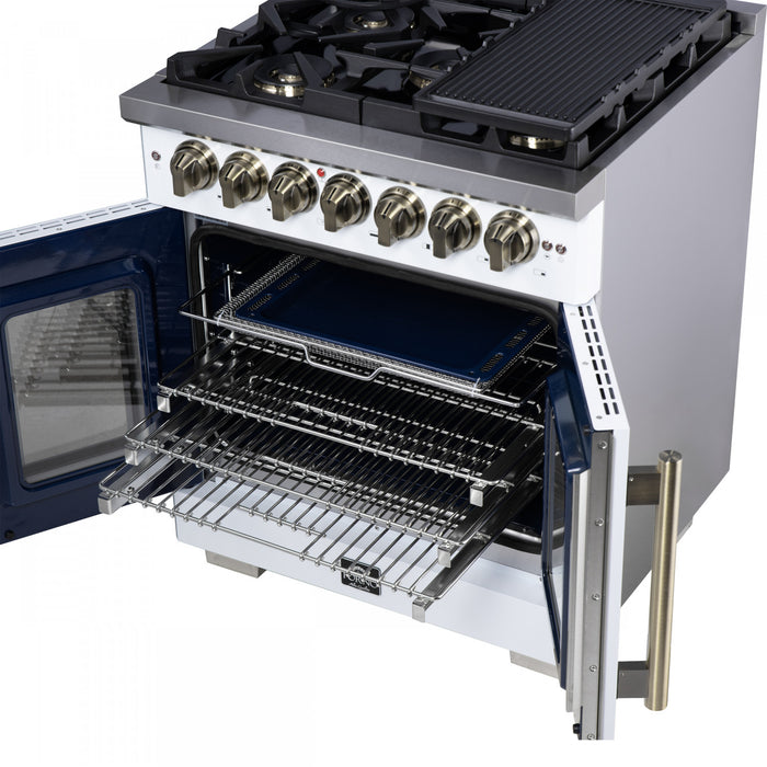 Forno Capriasca 30\" French Door Dual Fuel Range, White, 4.32 cu. ft. - FFSGS6387-30WHT
