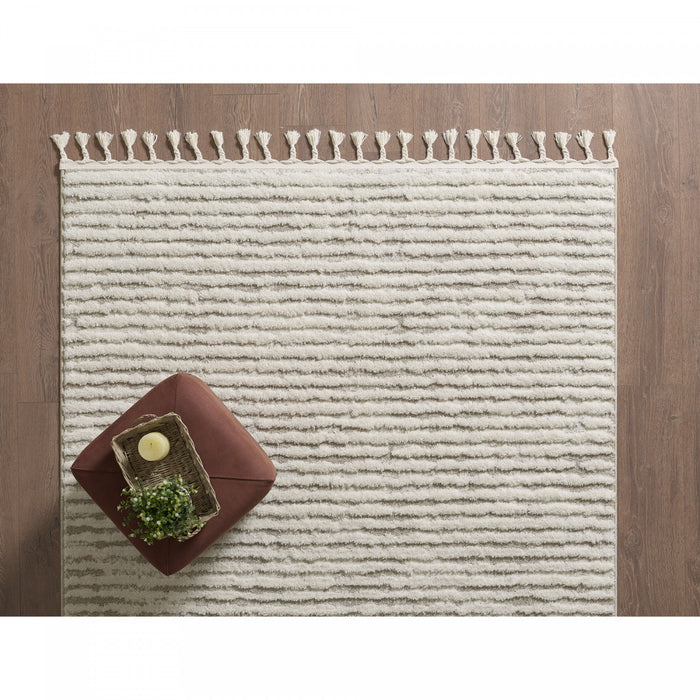 Quinto Beige Waves Shag Area Rug - 6'3\" x 9'