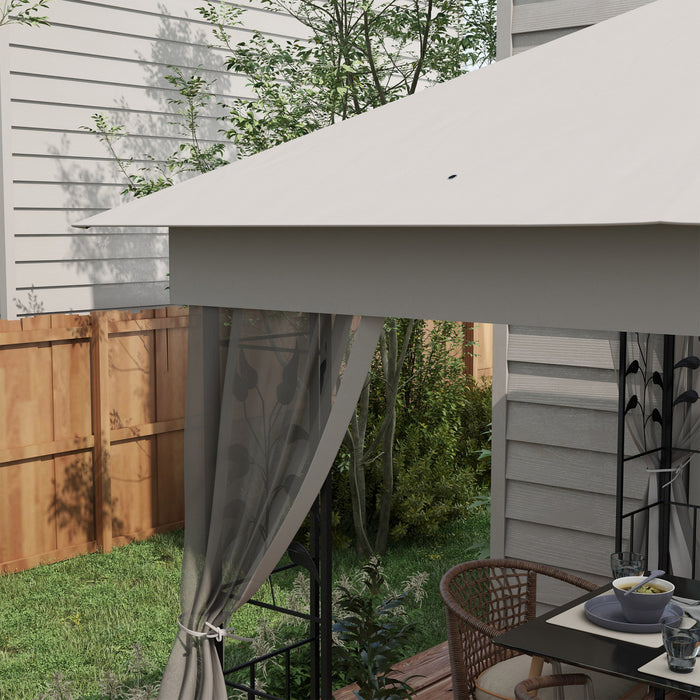 Outsunny 10' X 10' Patio Gazebo, Outdoor Gazebo Canopy, Light Grey