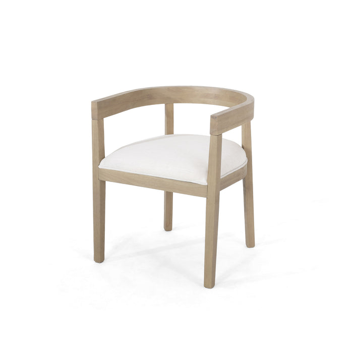 Tina Dining Arm Chairs Set Of 2 With Upholstery Fabric,open Back Style - Beige 