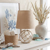 Marelle Netted Burlap & Glass Table Lamp, Clear, 14.75"H | Marelle Lampe de table en verre avec filet en toile de jute, Transparent, 14,75 po H