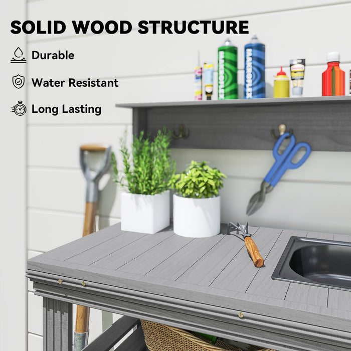 Outsunny Potting Benches for Outside with Faucet, Removable Sink, Shelves