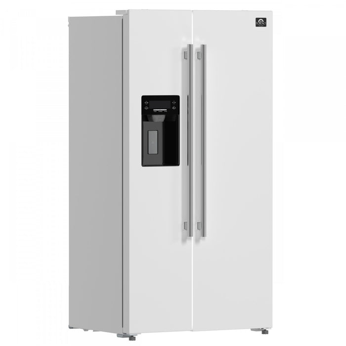 Forno Salerno 36-inch Side-by-Side Refrigerator in White, 20 cu.ft. - FFRBI1844-36WHT