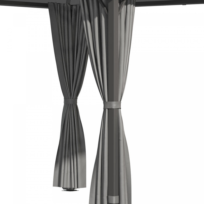 Outsunny 10' X 10' Outdoor Gazebo Canopy, Hardtop Gazebo With uv60+ Polycarbonate Roof, Solid Steel Frame, Central Hook, And curtains, For garden, lawn, backyard and deck