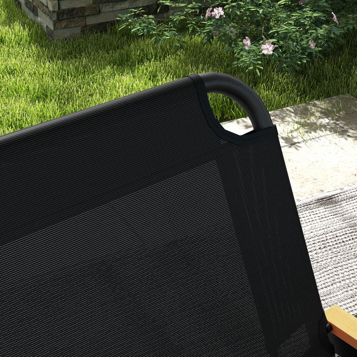 Outsunny Folding Patio Chair For 2 People With Armrest, Mesh Fabric Seat