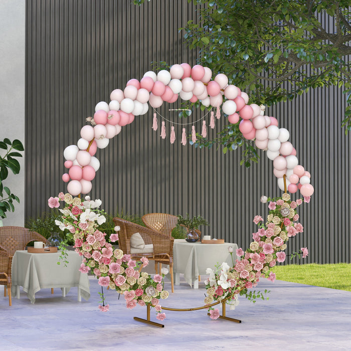 Outsunny 6.6ft Gold Wedding Arch Round Backdrop Stand For Birthday Party