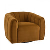 Vela Modern Velvet Swivel Club Chair with Tub Design, Black, Caramel | Vela Fauteuil Club Moderne en Velours Pivotant a Coque, Noir, Caramel