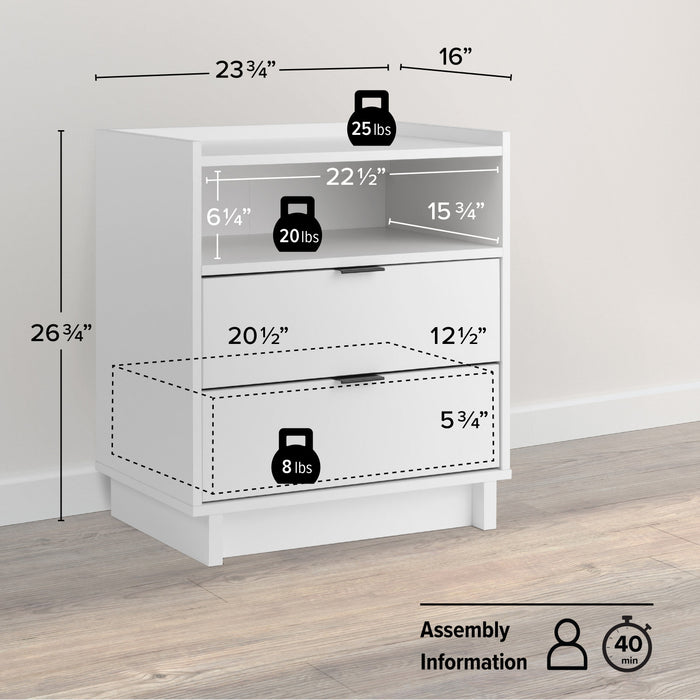 Prepac Simply Modern 23.75\" 2-Drawer Nightstand - White