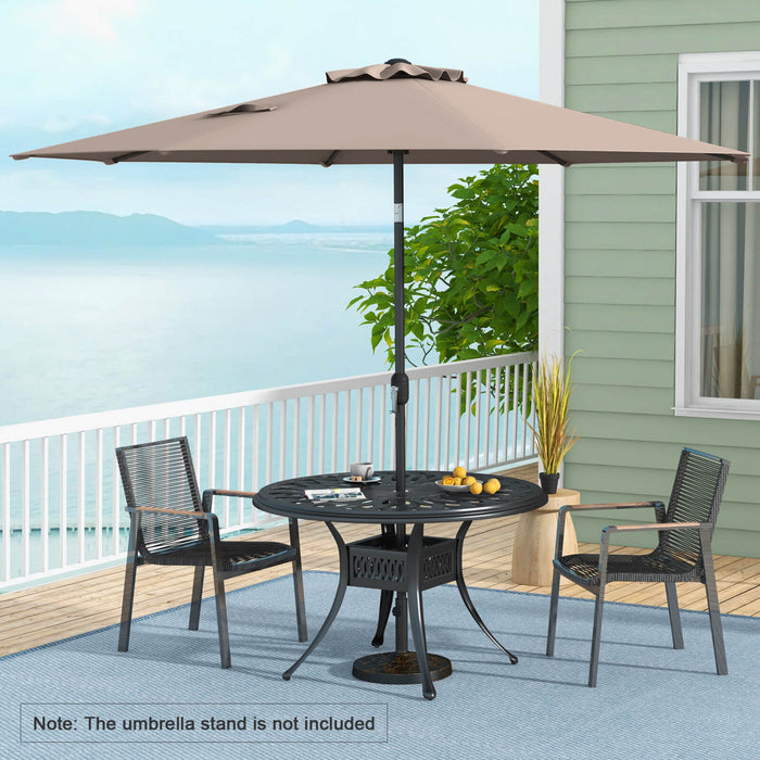 Costway 10Ft Outdoor Market Patio Table Umbrella Push Button Tilt Crank Lift Tan Tan