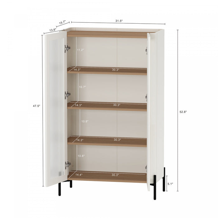 Abbey Modern 2-Piece Accent Storage Cabinets in Maple and Off White