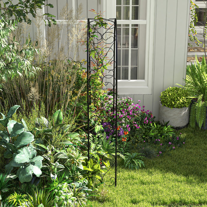 Outsunny Steel Garden Arch Trellis, 7.5ft Garden Arbor For Climbing Plants