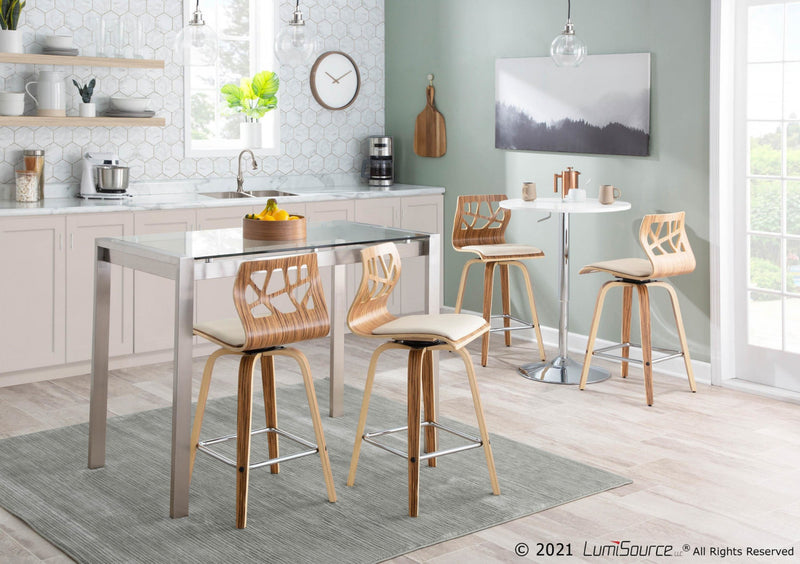 LumiSource Adjustable Contemporary Bar Dining Pub Table - White