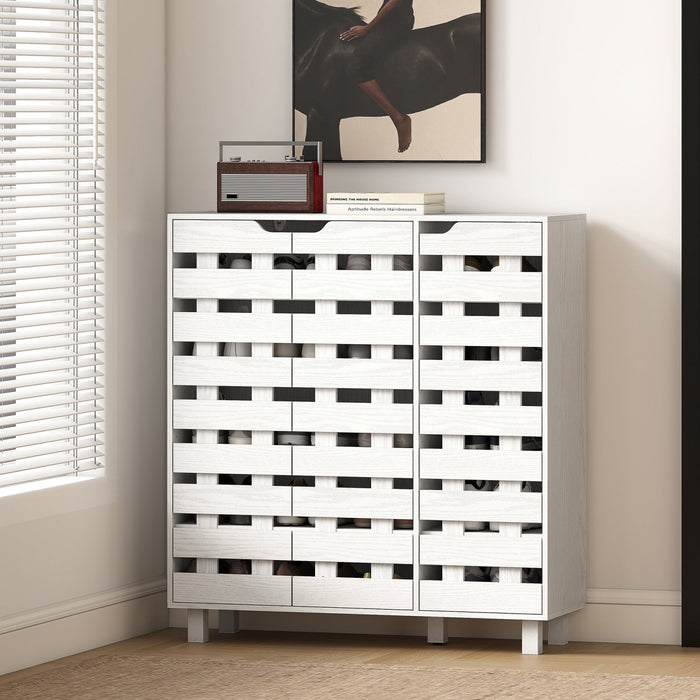 HOMCOM Shoe Cabinet, Shoe Storage Cabinet for 20 Pair of Shoes, White
