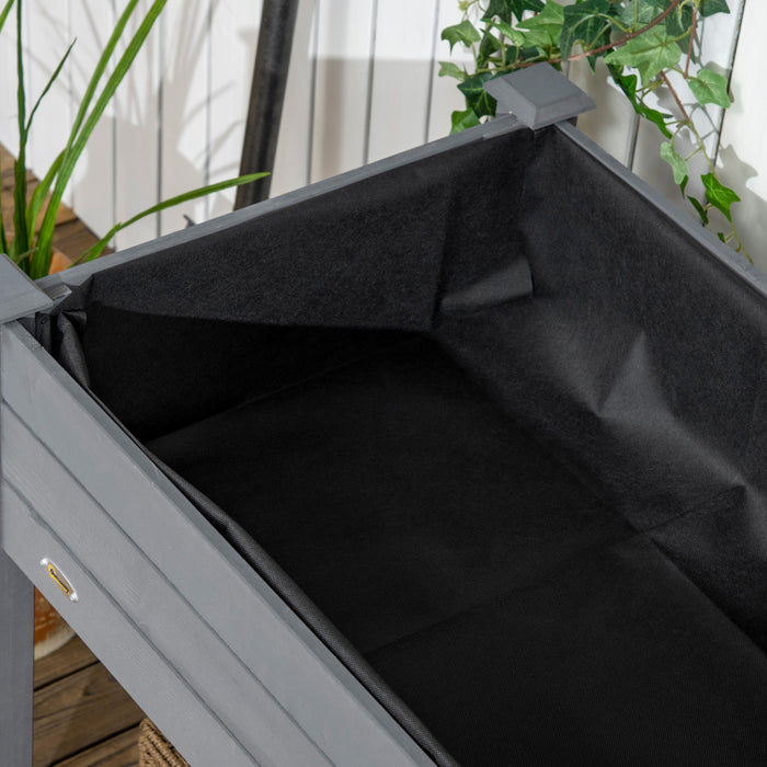 Outsunny 47\" X 21\" Raised Garden Bed, Elevated Wooden Planter Box, Grey
