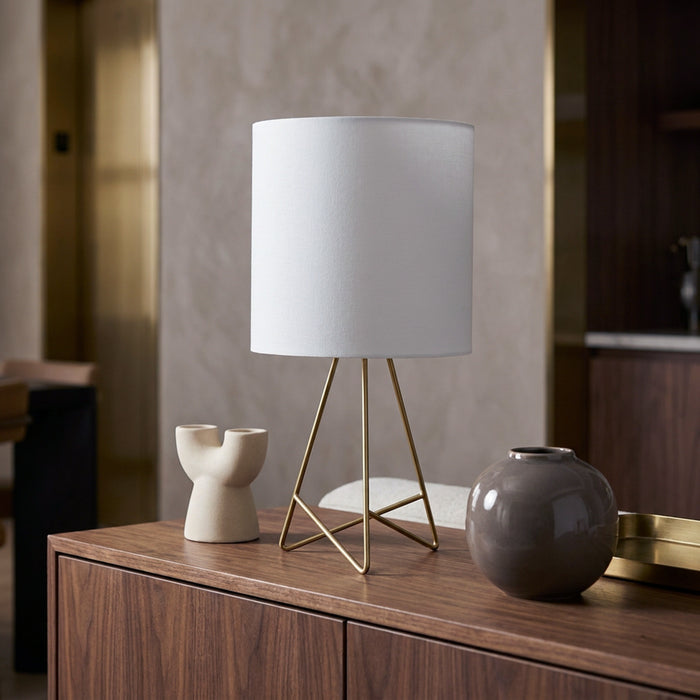 Archar Geometric Wire Table Lamp, Gold, 14\"H
