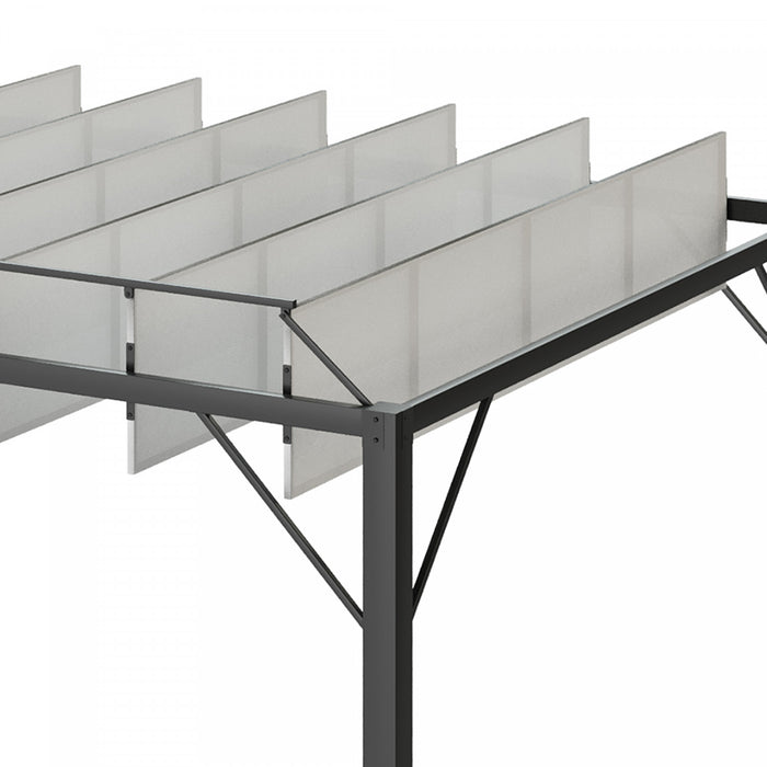Outsunny 8' X 10' Pergola Shade Metal Patio Gazebo Sun Shade Shelter With Adjustable Breathable Mesh Roof, White