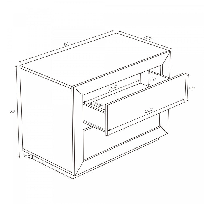 Soren Contemporary 32\" Nightstand in Whitewashed Oak (2-Drawer)