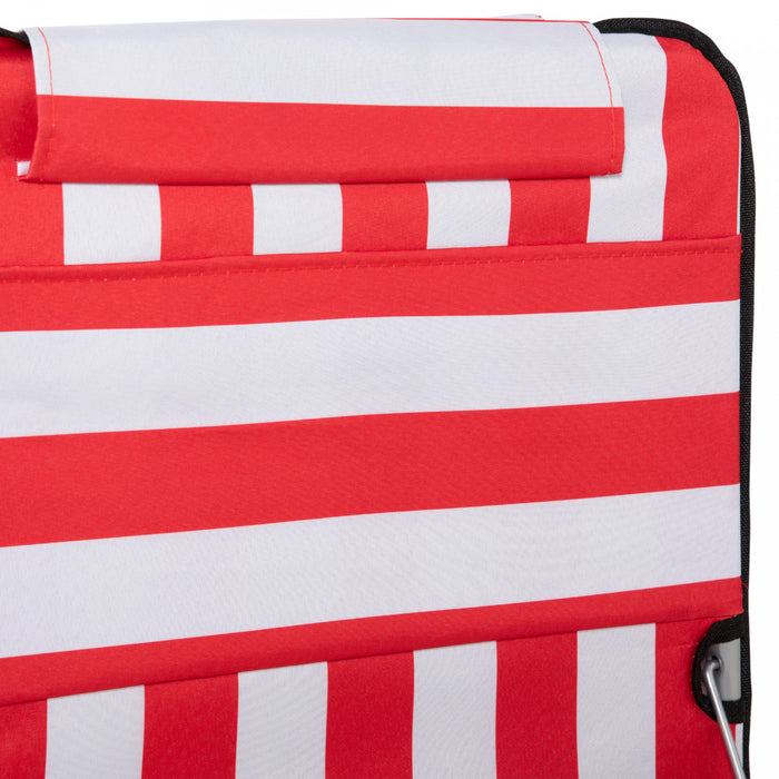Outsunny Beach Lounge Chair Sun Lounger, Ground Beach Mat, Red And White