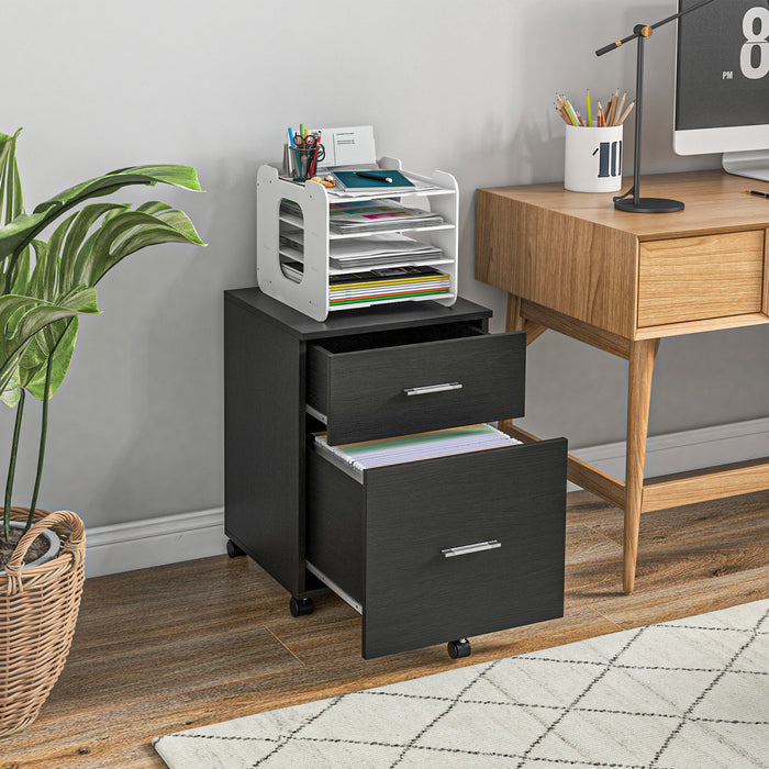Vinsetto Filing Cabinet For Letter Or A4 Files W/ 2 Drawers Casters