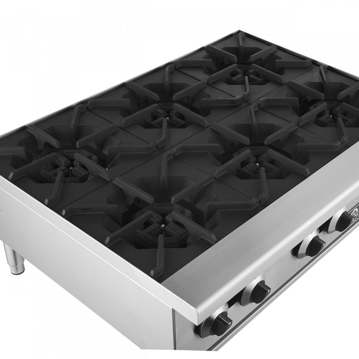 FORNO Commerciale 36 Inch Gas Hotplate with 6 Burners, 156,000 BTU, Stainless Steel - FCMHP0079-36