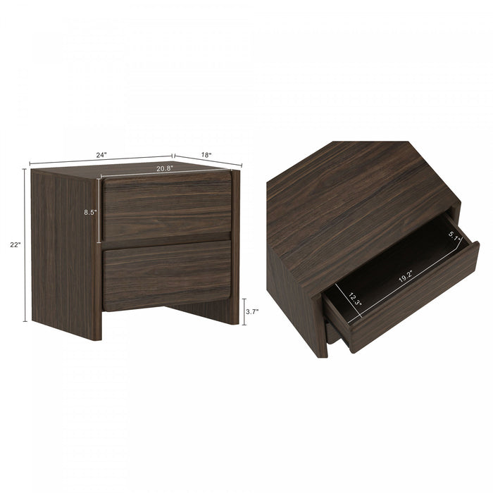 Linda Modern 2-Piece Dresser and Nightstand in Walnut Brown