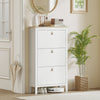 HOMCOM Shoe Cabinet with 3 Flip Drawers, Narrow Shoe Storage Cabinet, White