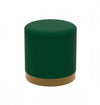 Velvet Cylinder Ottoman – Forest Green Upholstered Seat With Gold Metal Base