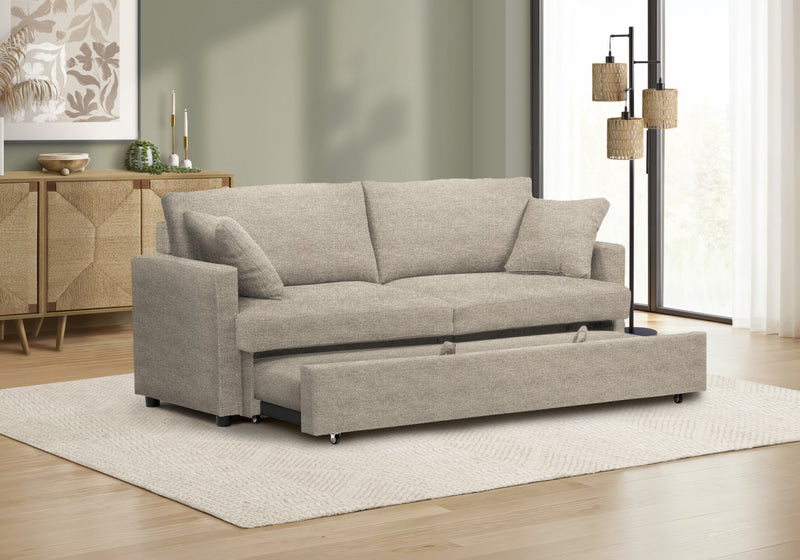 Sleeper Sofa, 78\" Length, Convertible Sofa Bed, Light Beige Fabric Sleeper Sofa