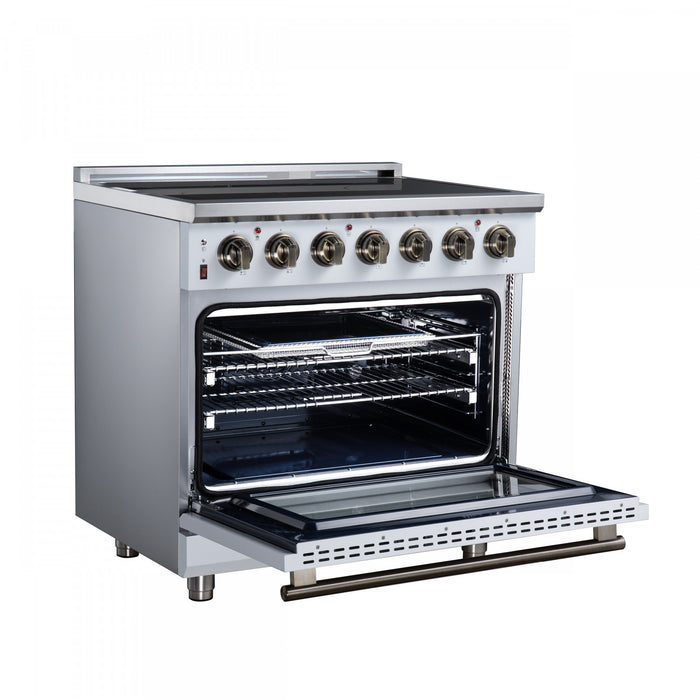 Forno Massimo 36 Inch Freestanding Electric Range, 5 radiant burners, 5.36 cu.ft., White - FFSEL6020-36WHT