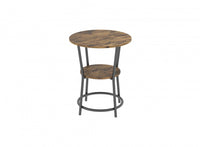 End Table With 1 Shelf - Brown Reclaimed Wood Top With Black Metal