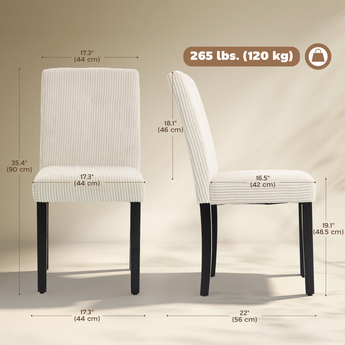 HOMCOM Corduroy Upholstered Dining Chairs, Kitchen Chairs Set of 4, Beige