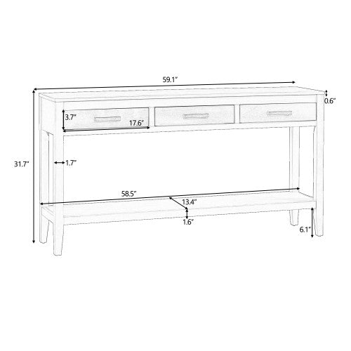 Emma 59.1'' Farmhouse Entryway Table with Drawers and Open Shelf,Blue Sofa Table
