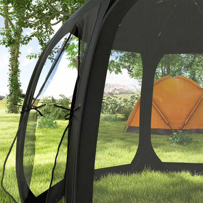 Outsunny 11' X 11.5' Screen Tent, Pop Up Gazebo With 2 Doors, Black