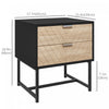HOMCOM Nightstand with 2 Drawers and Steel Frame, Side Table, Black