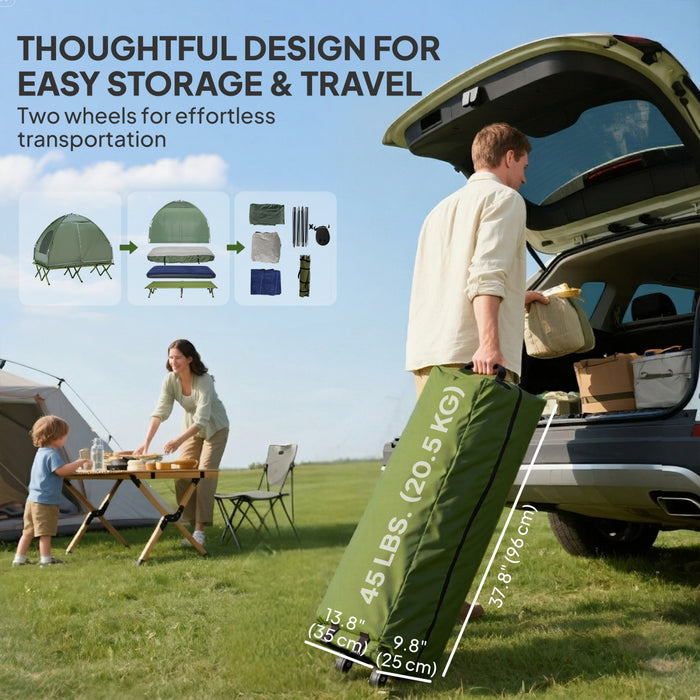 Outsunny Camping Combo Portable Folding Camping Tent, Dark Green