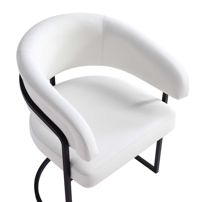 Augusta Modern Metal Vegan Leather Dining Chair in White - Set of 6