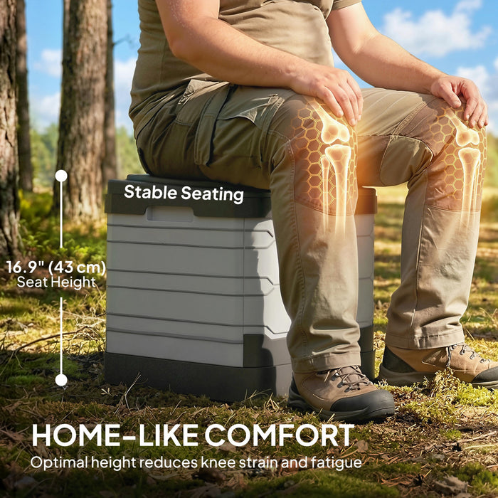 Outsunny Portable Toilet for Adults, Foldable Porta Potty Camping Toilet with 12 Coagulant Packets and 12 Disposal Bags for Camping, Travel, RV, Grey