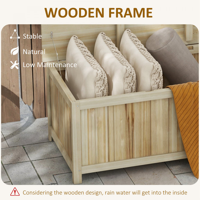 Outsunny 45 Gallon Wooden Deck Box Outdoor Storage Container, Natural