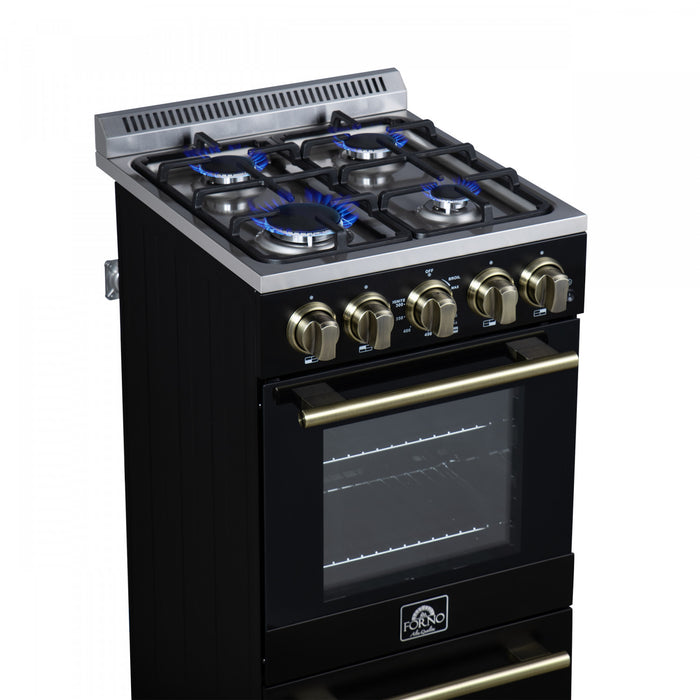 Forno Lamazze 20\" Freestanding Gas Range, Black, FFSGS6265-20BLK
