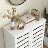 HOMCOM Slim Shoe Cabinet with 2 Slatted Doors for 15 Pairs of Shoes White
